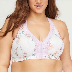 Cacique unlined full coverage no wire front closure racerback bra size 42D EUC